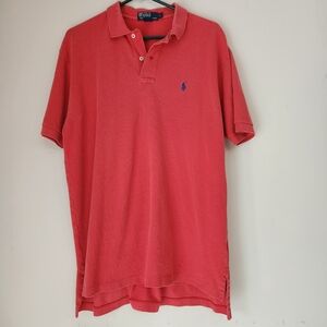 Ralph Lauren Polo Shirt Mens Size Large  RED Short Sleeve Collar Adult- Mens